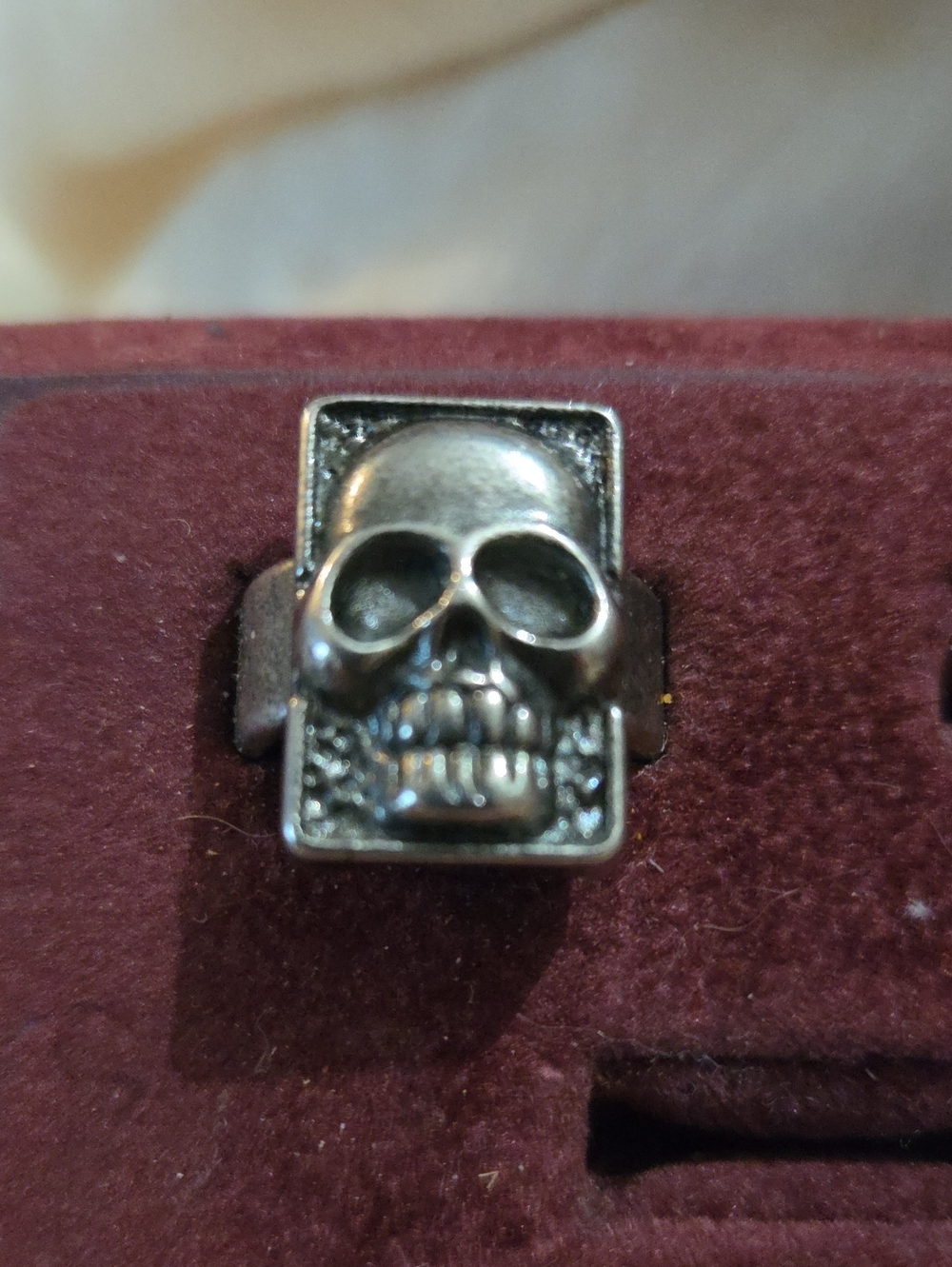 Men's Silver The Phantom Skull Ring Rectangular Face Size 7-8